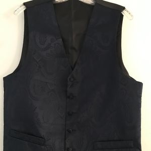 Black silk paisley men's vest